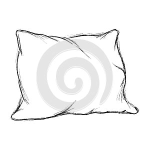 Sketch pillow black pencil drawing isolated on white