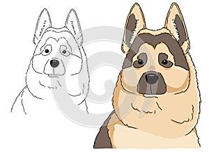 Sketch Portrait of a beautiful German Shepherd. Illustration of german shepherd head freehand drawing. Vector art good for