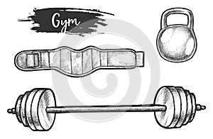 Sketch of powerlifting or weightlifting equipment vector