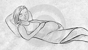 Sketch of a pregnant woman