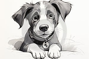 Sketch of a pup showcases big, captivating eyes, oozing affection