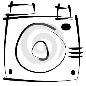 Sketch retro camera isolated on white