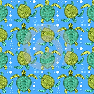 Sketch sea turtle pattern