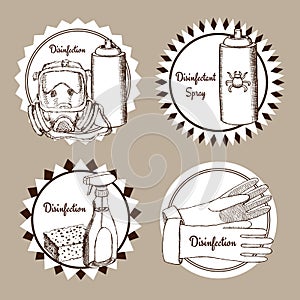 Sketch set of disinfection logo