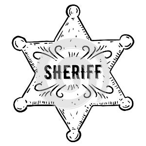 Sketch sheriff badge on white