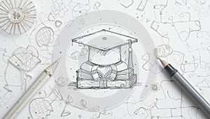 AI-Generated Graduation Cap on Books