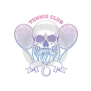 Sketch, skull with tennis racquet