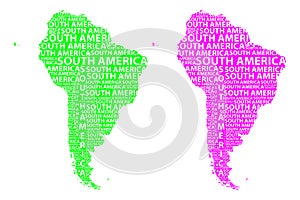 Map of continent South America - vector illustration