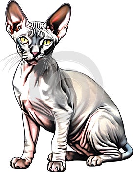 A sketch of a Sphynx cat. AI-Generated. photo