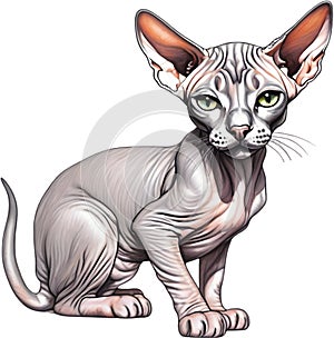 A sketch of a Sphynx cat. AI-Generated. photo