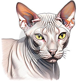 A sketch of a Sphynx cat. AI-Generated. photo