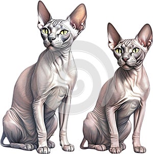 A sketch of a Sphynx cat. AI-Generated. photo