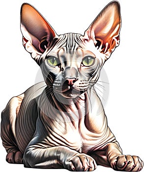 A sketch of a Sphynx cat. AI-Generated. photo