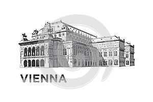 The sketch of State Opera House in Vienna