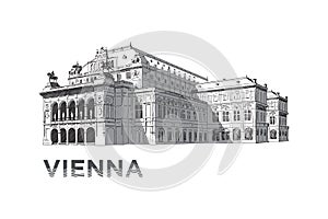 The sketch of State Opera House in Vienna photo