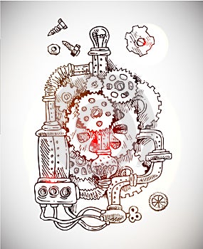 Sketch steampunk mechanism