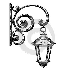 Sketch of street light , street post