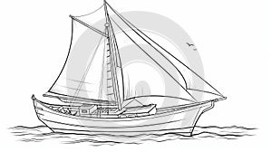 Sketch-style Yacht Coloring Page With Clean-lined Design