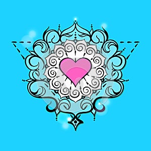 Sketch of tattoo henna heart