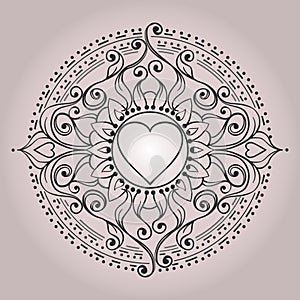 Sketch of tattoo henna hearts