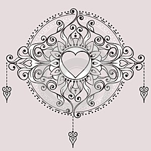 Sketch of tattoo henna hearts