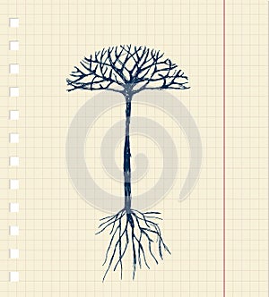 Sketch tree with roots for your design