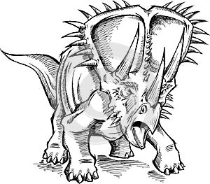 Sketch Triceratops Dinosaur Vector