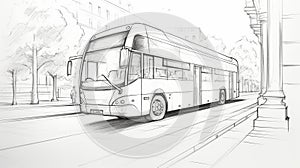 Precise Draftsmanship: Sketch Of A City Bus With Subtle Gradients photo