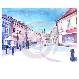 sketch urbanic landscape romantic street in the history street of city