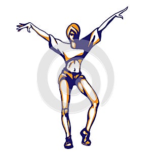 Sketch vector - girl hip hop street dancer