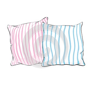 Sketch vector illustration of pillow, art, pillow isolated, white pillow, bed pillow