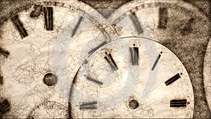 Sketch of Watch Repair Shop: Effects of Time on Collection of Old Discarded Watch Dials