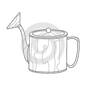 Sketch of a watering can for irrigation of land. Doodle flat style. Design suitable for agriculture, gardening, vegetable garden