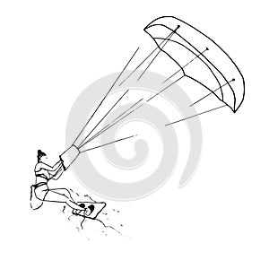 Sketch of a woman who does kite riding