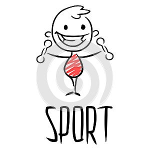 Sketch of a work leader sport. Hand drawn cartoon vector illustration for business design.