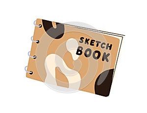 Sketchbook for drawing. Closed sketch book, notebook for painting, calligraphy. Artists album, notepad for calligraphic