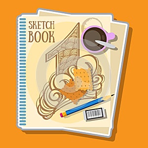 Sketchbooks, pen, mug
