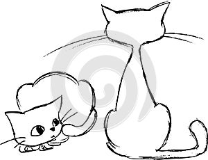 Sketched cats vector