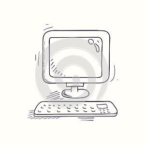 Sketched desktop computer icon