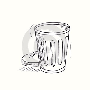 Sketched empty trash bin desktop icon