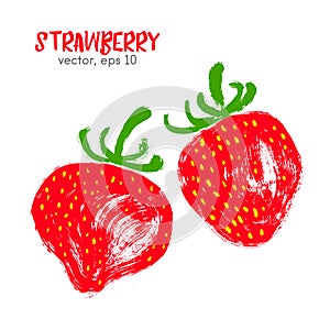 Sketched fruit illustration of strawberry.