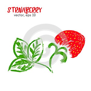 Sketched fruit illustration of strawberry.