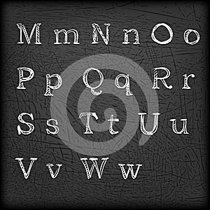 Sketched Hand drawn alphabet M-W design vector illustration