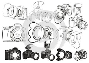 Sketches of cameras.