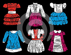 Sketches of the dresses for the little girls