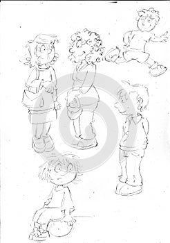 sketches and pencil sketches and doodles humorist illus the mothers and the children play,sketches and pencil sketches and doodles photo
