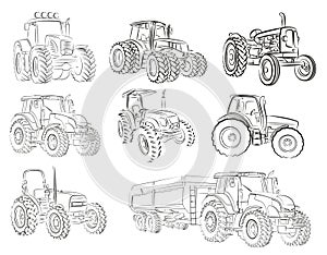 Sketches of tractors.