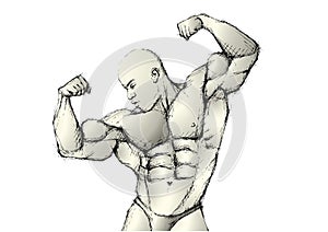 Sketching bodybuilder photo