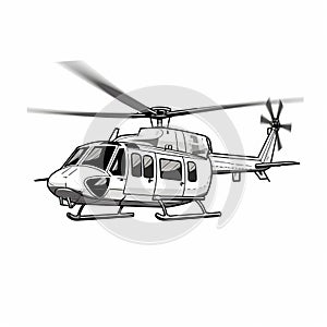 Sketchy Caricature Helicopter: Realistic Lighting And High-contrast Shading