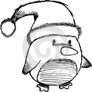 Sketchy Christmas Penguin Vector